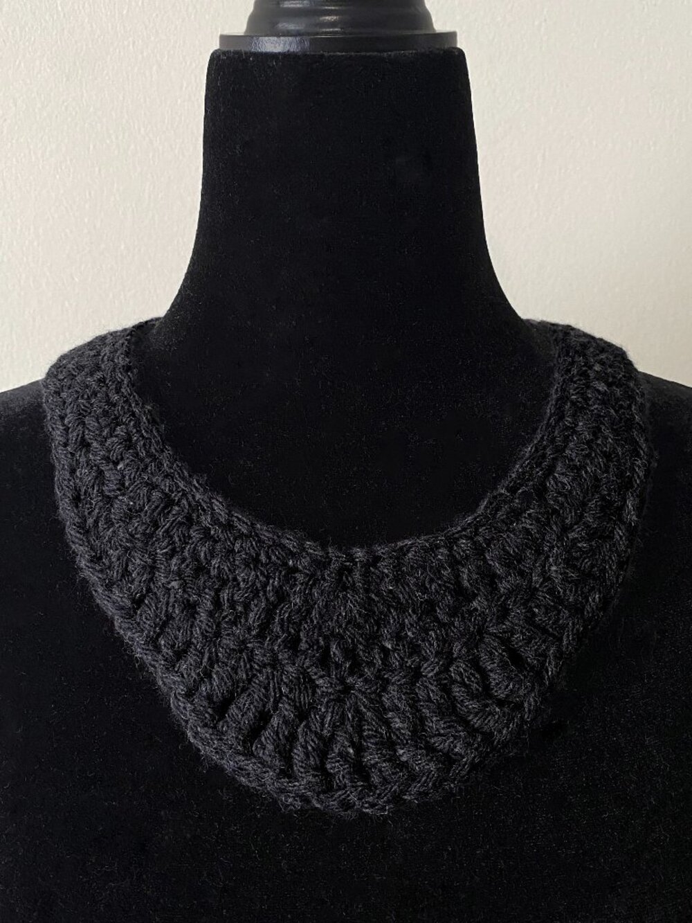 Handmade Crochet Dark Grey Black Wool Collar Neckwear Accessory
